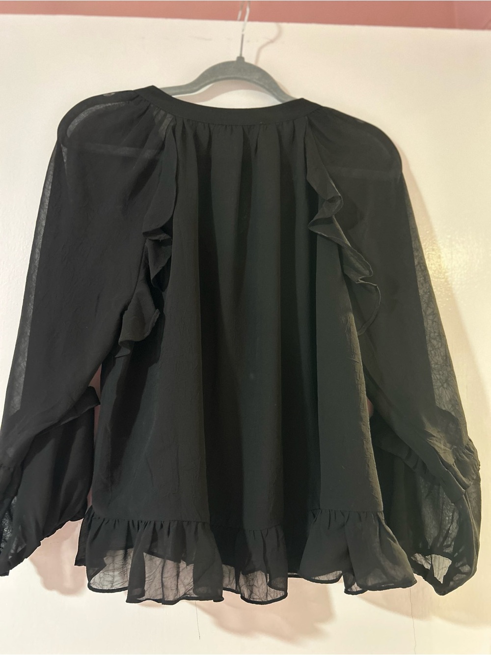 eesome Black Ruffle Button-Front Blouse - Picture 3 of 3